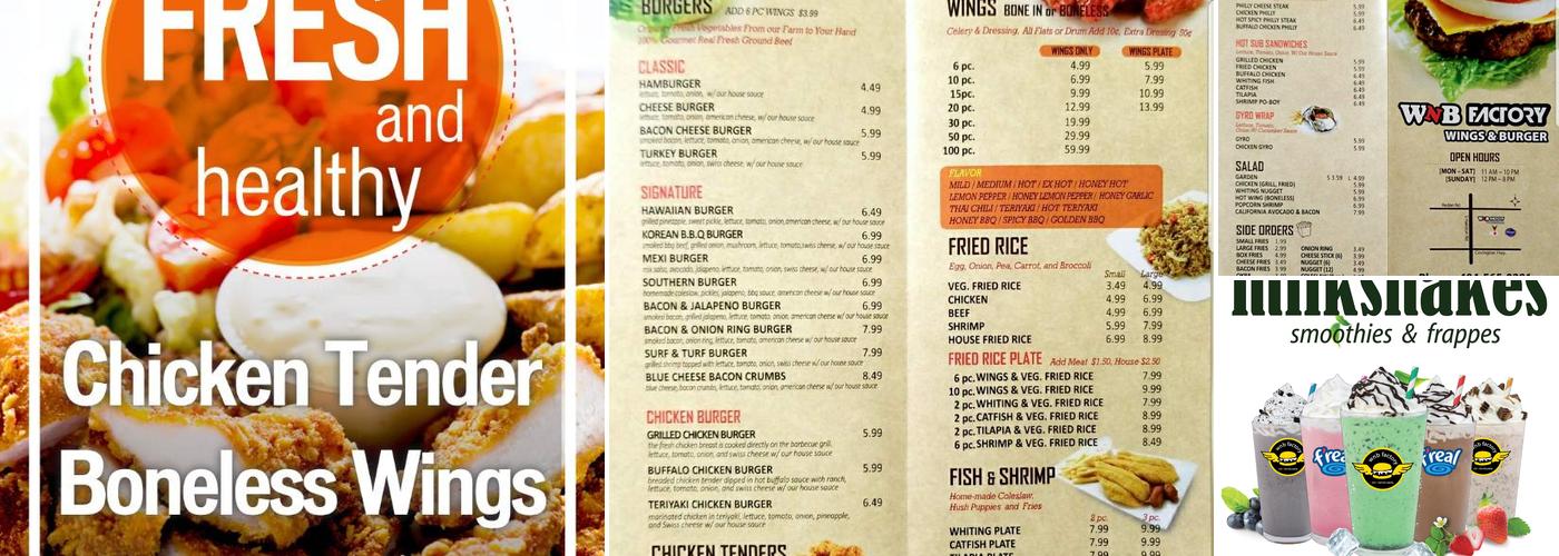 WNB Factory - Wings & Burger Menu