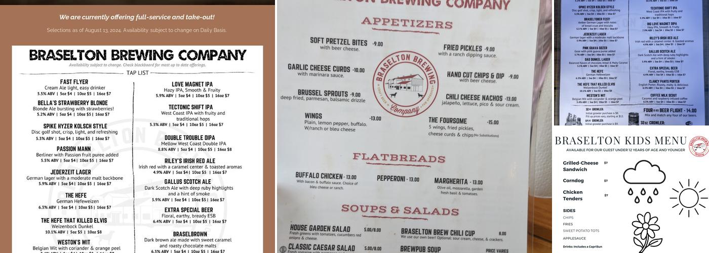 Braselton Brewing Company, LLC Menu