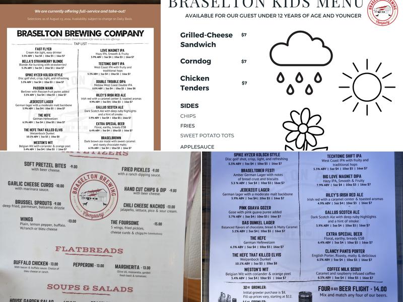 Braselton Brewing Company, LLC Menu