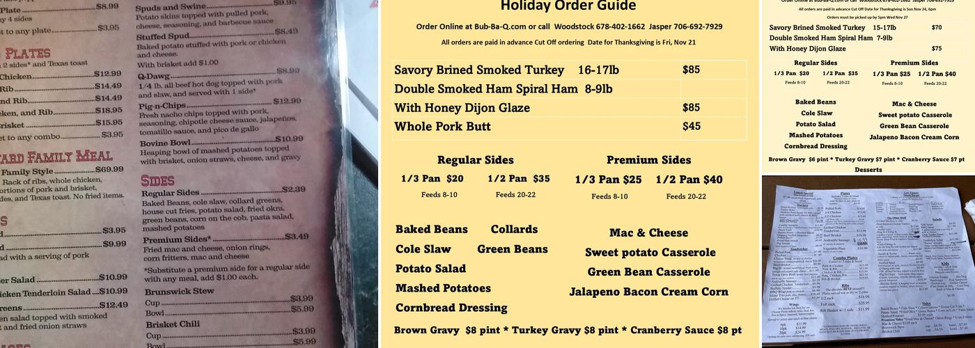 Bub-ba-q Menu