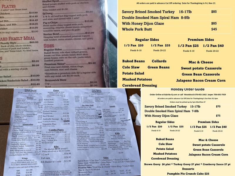 Bub-ba-q Menu