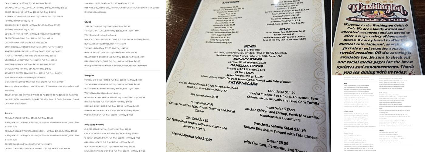 Washington Grille & Pub Menu