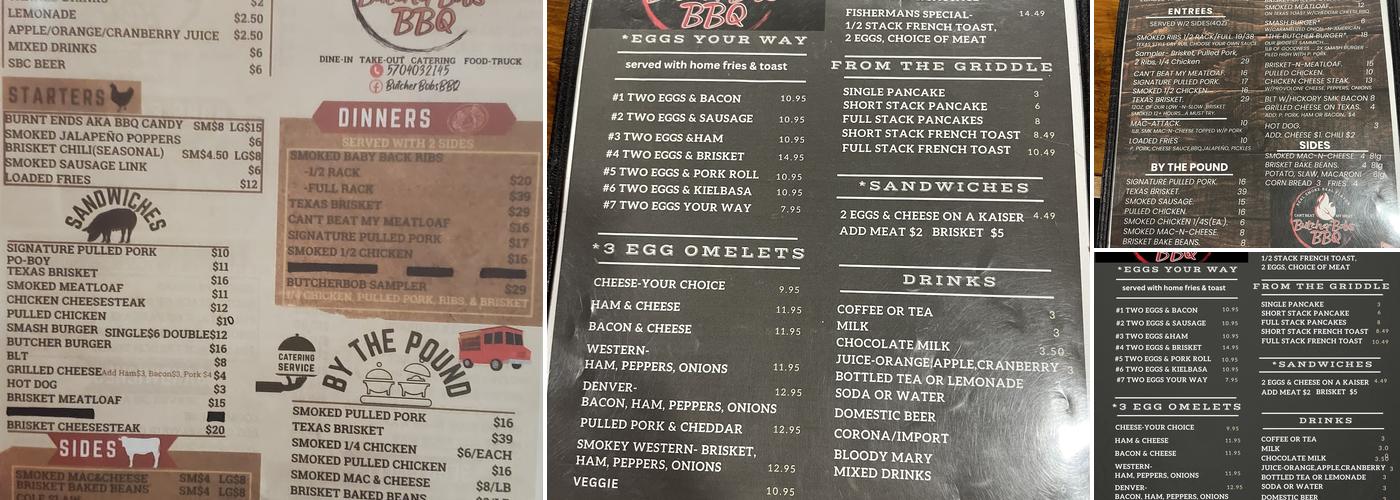 ButcherBobs BBQ Menu