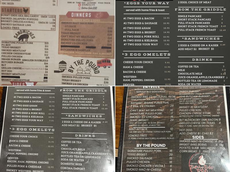 ButcherBobs BBQ Menu