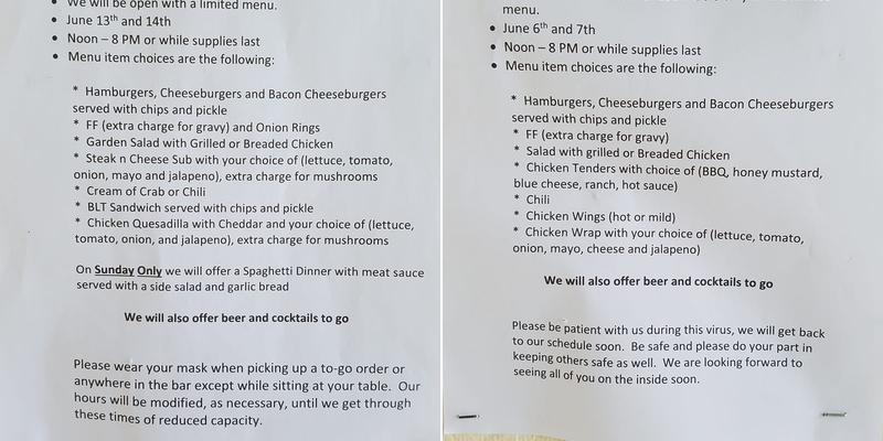 Cactus Flats Menu