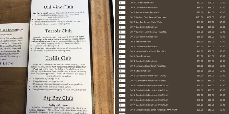 De Ponte Cellars Menu