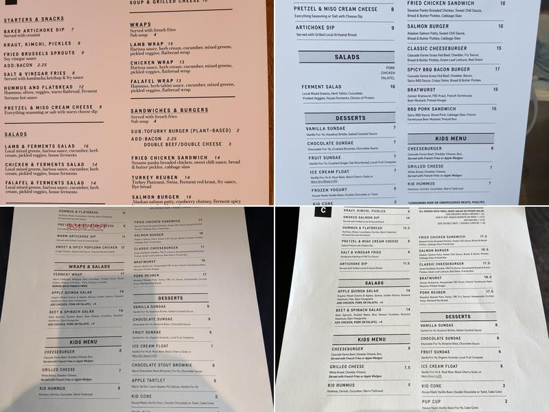 Ferment Brewing Company Menu