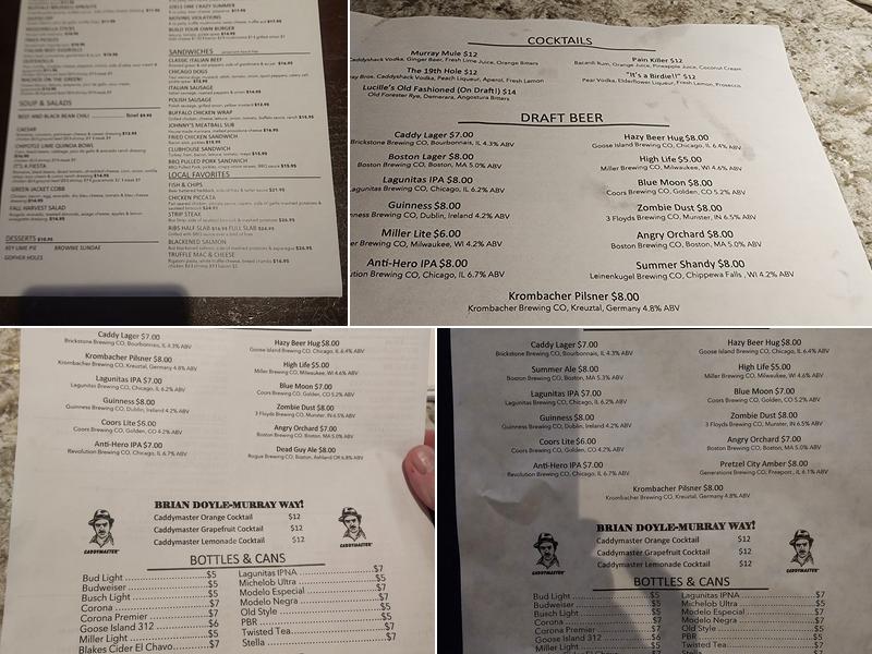 Murray Bros. Caddyshack Menu