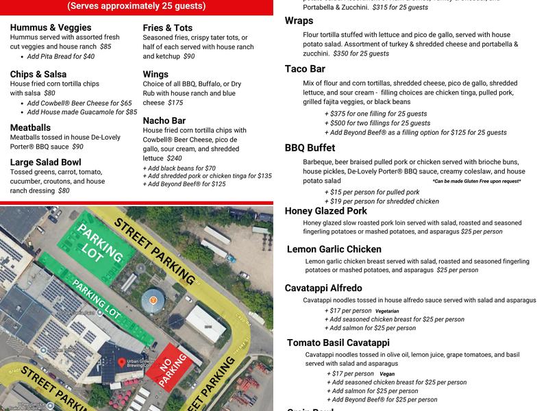 Urban Growler Brewing Company Menu