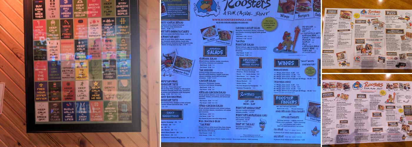 Roosters Menu