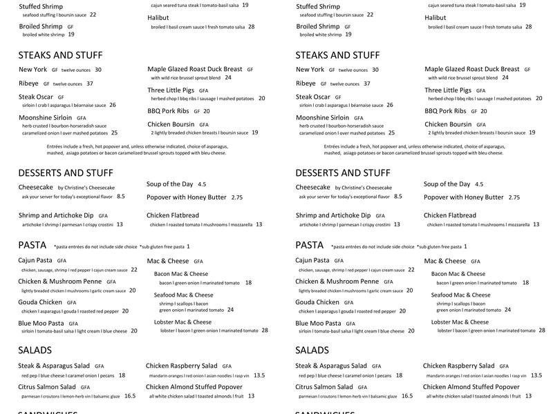 Anton's Restaurant Menu