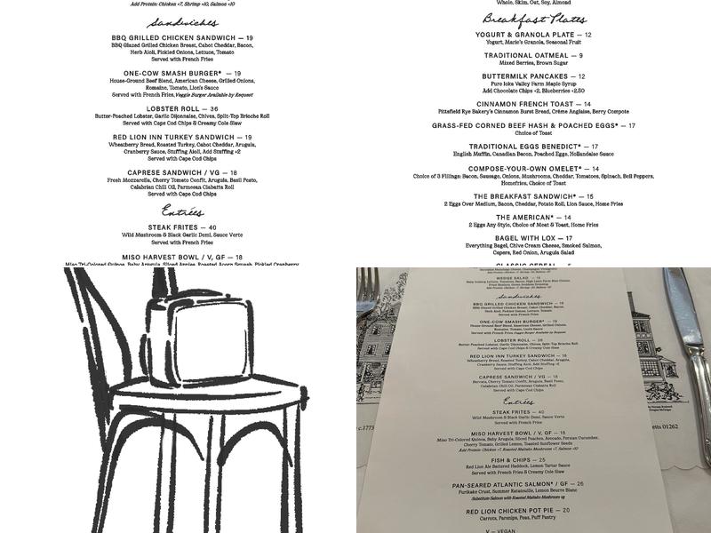 The Red Lion Inn Menu