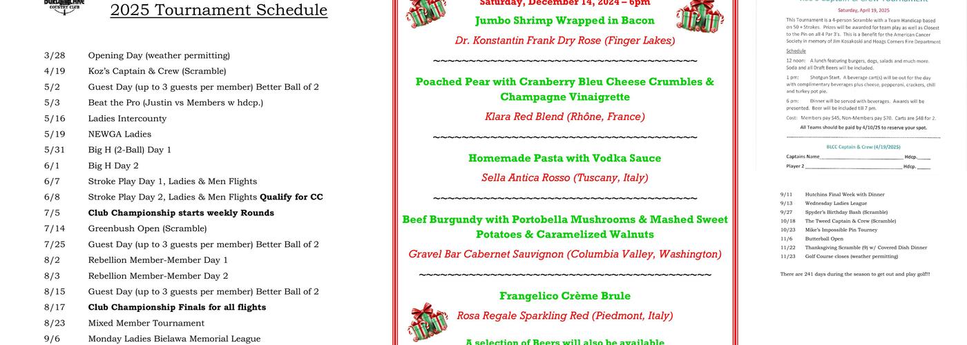 Jack Kelly's Tavern by the Green Menu