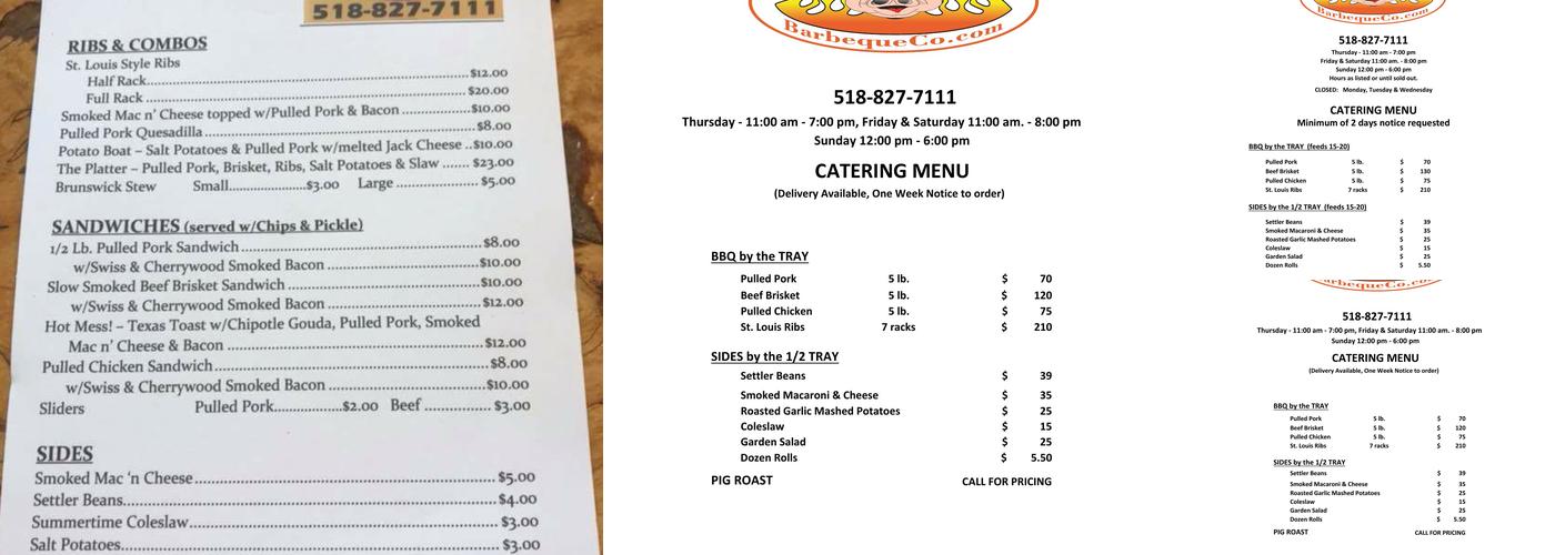 High On The Hog Bbq Menu