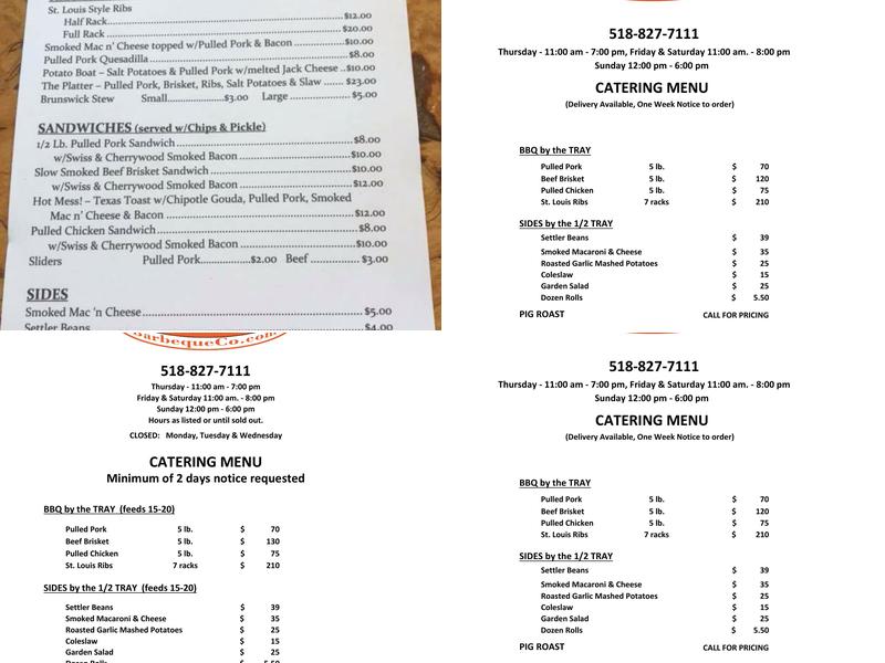 High On The Hog Bbq Menu