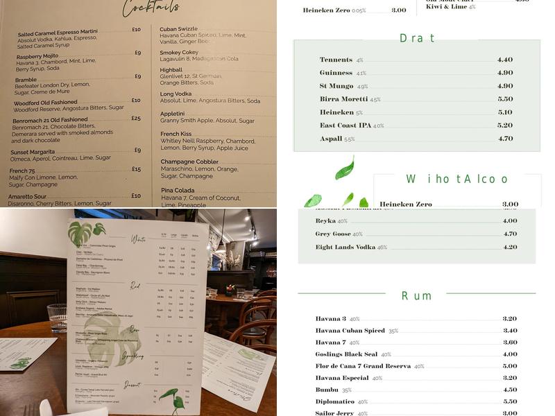 The Drouthy Cobbler Menu