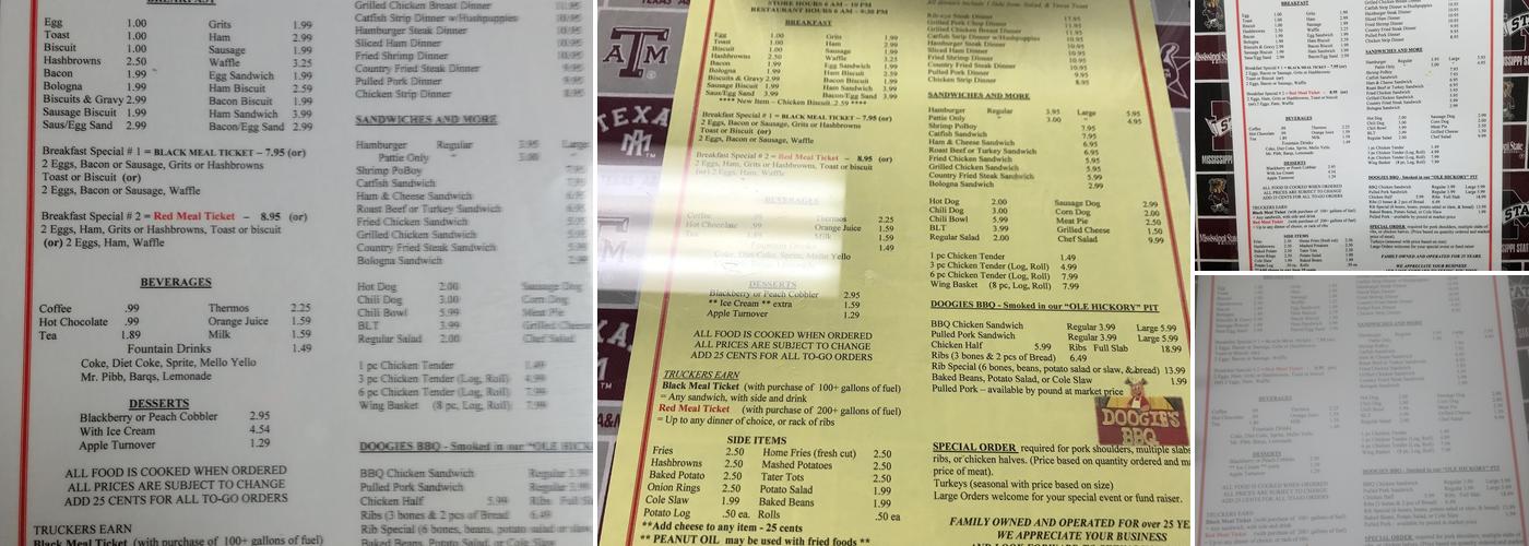 Kewanee One Stop Menu