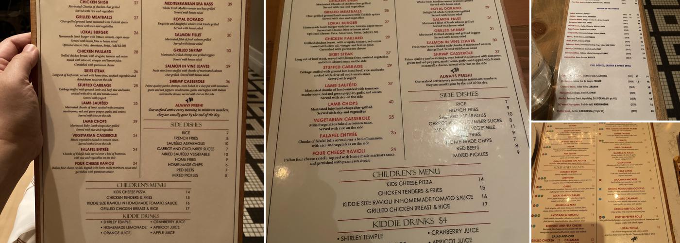 Lokal Mediterranean Kitchen Menu
