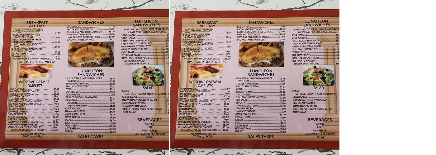 George's Luncheonette Menu