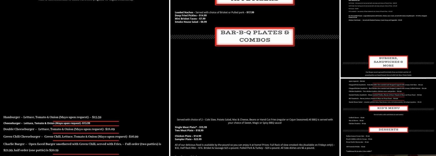 Greg's BBQ Menu