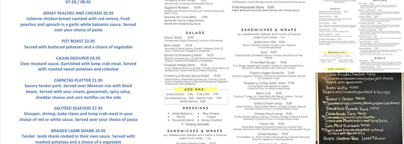 Brigantine Bistro Menu