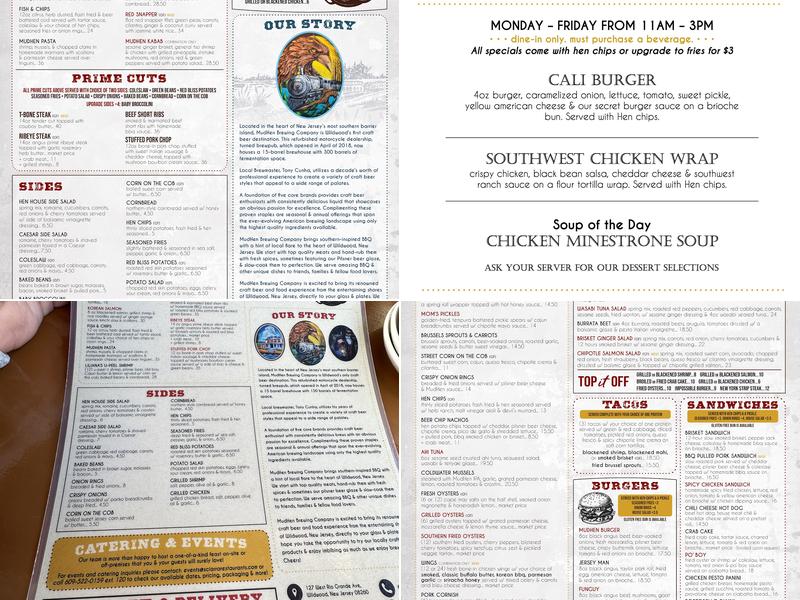 MudHen Brewing Company Menu