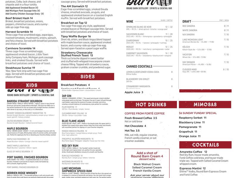 Round Barn Winery & Estate Menu