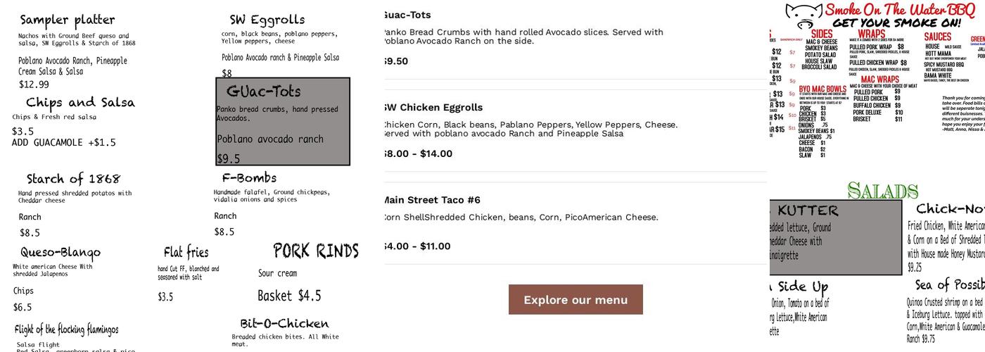 4 One 2 Distillery Menu