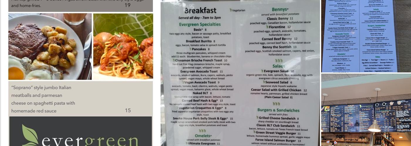 Evergreen Eatery & Cafe Menu