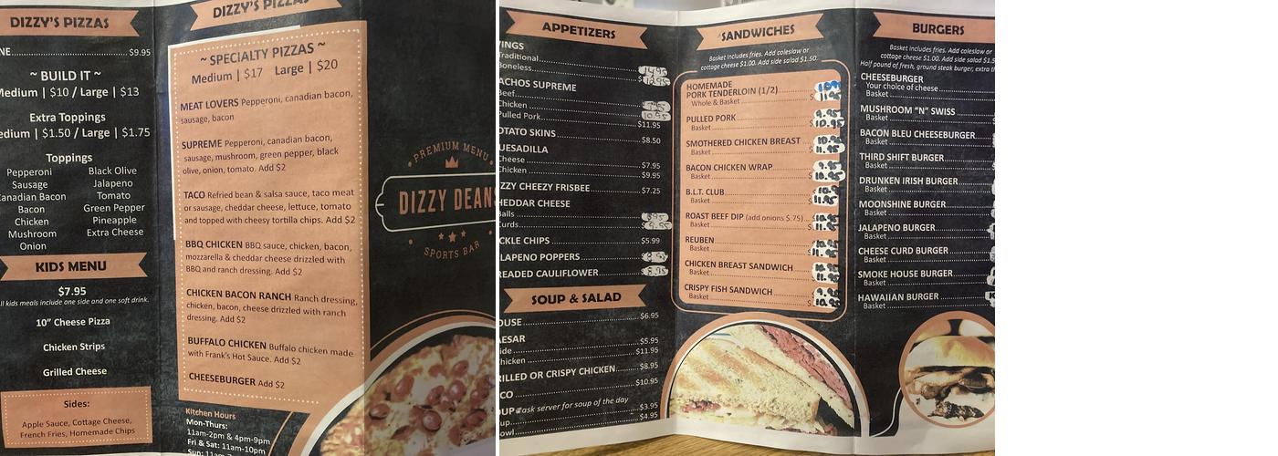 Rocket Bar &Grill (Dizzy Deans) Menu