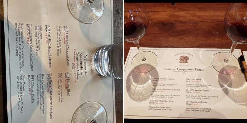 Freemark Abbey Winery Menu