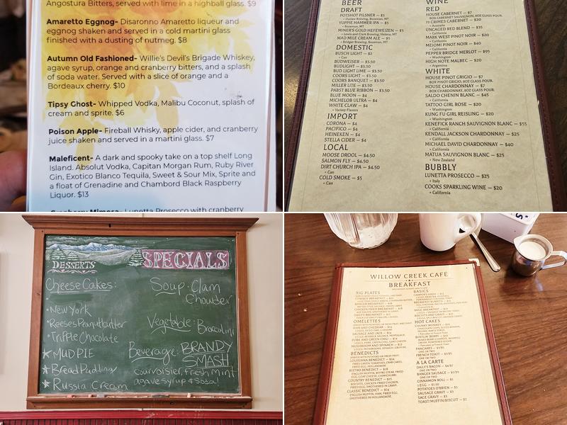 Woolzie's Willow Creek Cafe & Supper Club Menu