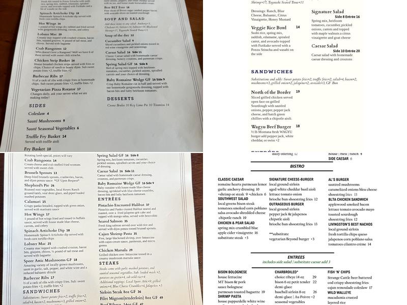 Livingston Bar & Grille Menu