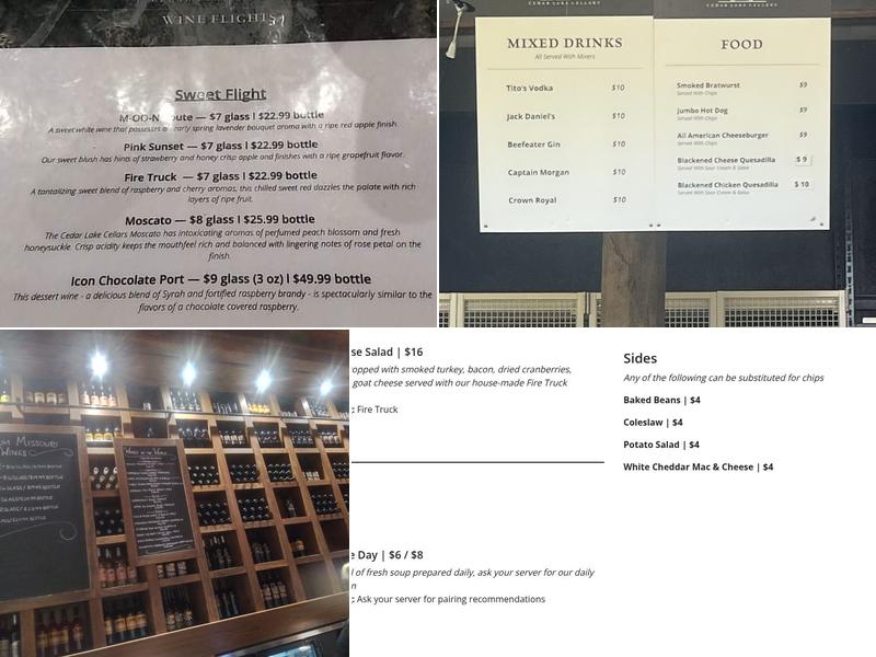 Cedar Lake Cellars Menu