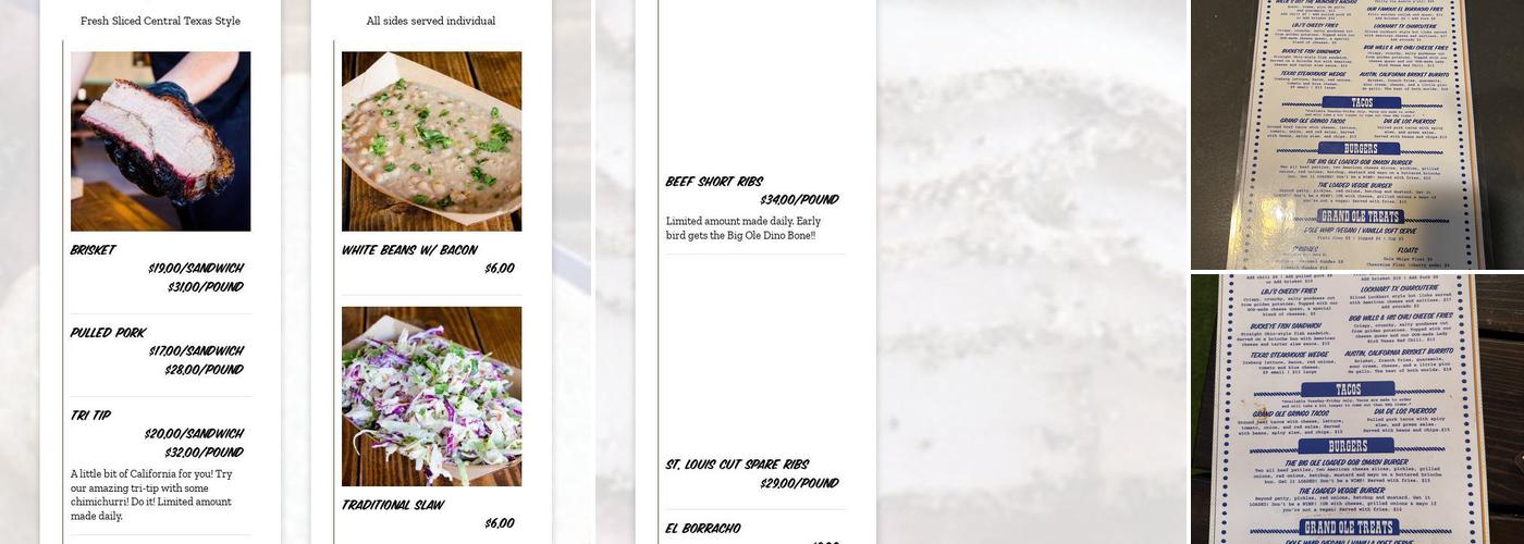 Grand Ole BBQ Flinn Springs Menu