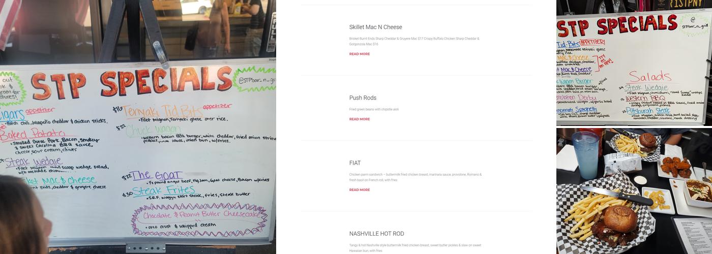 STP Bar-N-Grill Menu