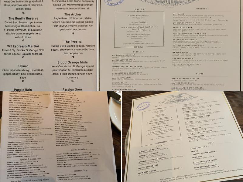 Wayfare Tavern Menu