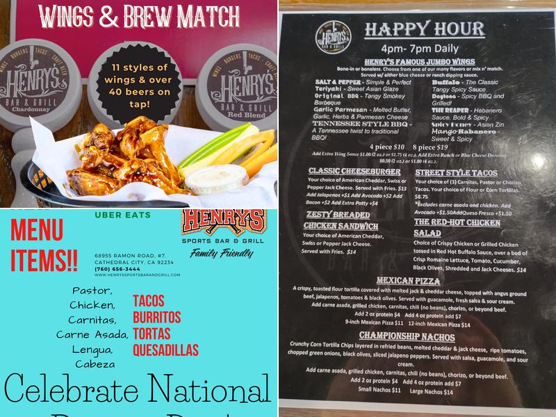 Henry's Bar & Grill Menu