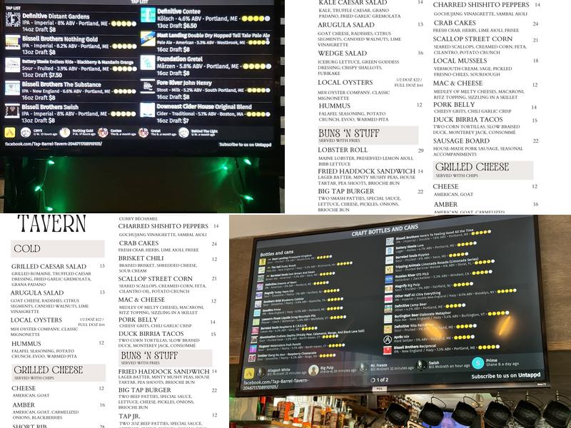 Tap & Barrel Tavern Menu