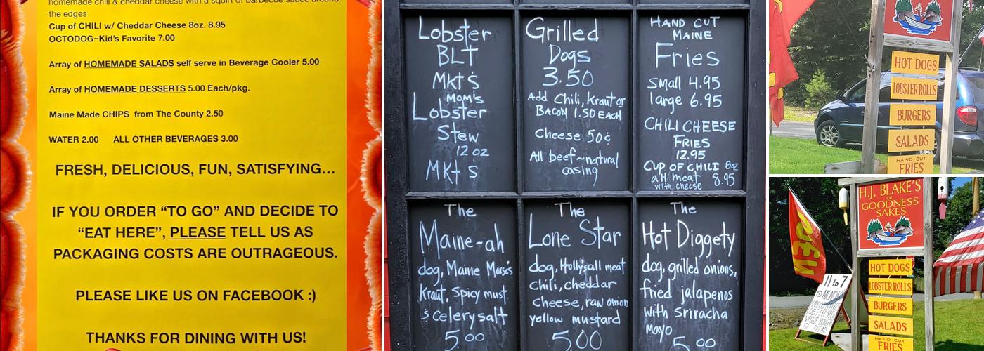 HJ Blakes for Goodness Sakes Menu