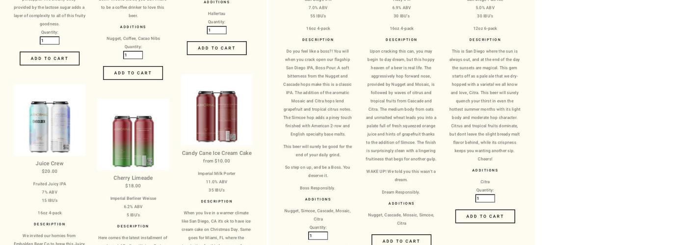 Abnormal Beer Co Menu