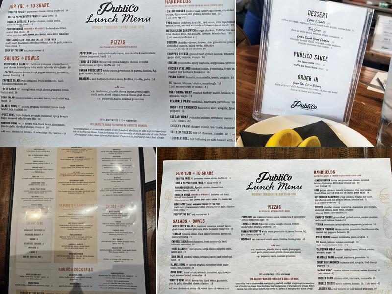 Publico Street Bistro & Garden Menu