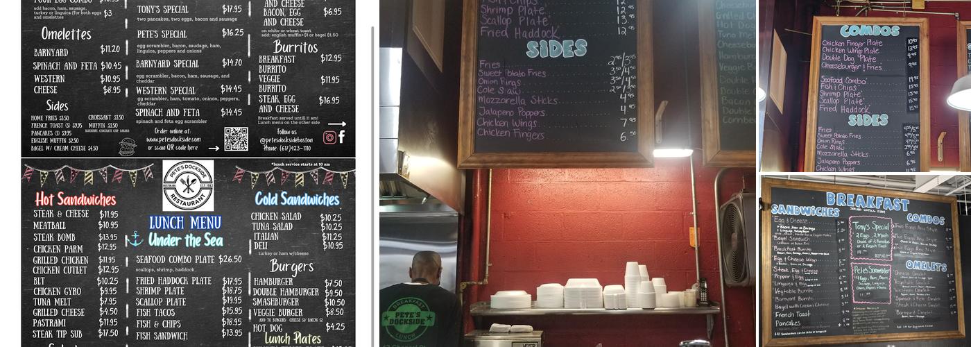 Pete's Dockside Menu