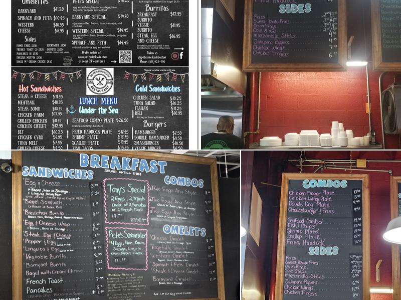 Pete's Dockside Menu