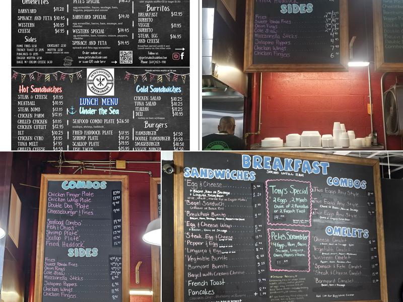 Pete's Dockside Menu