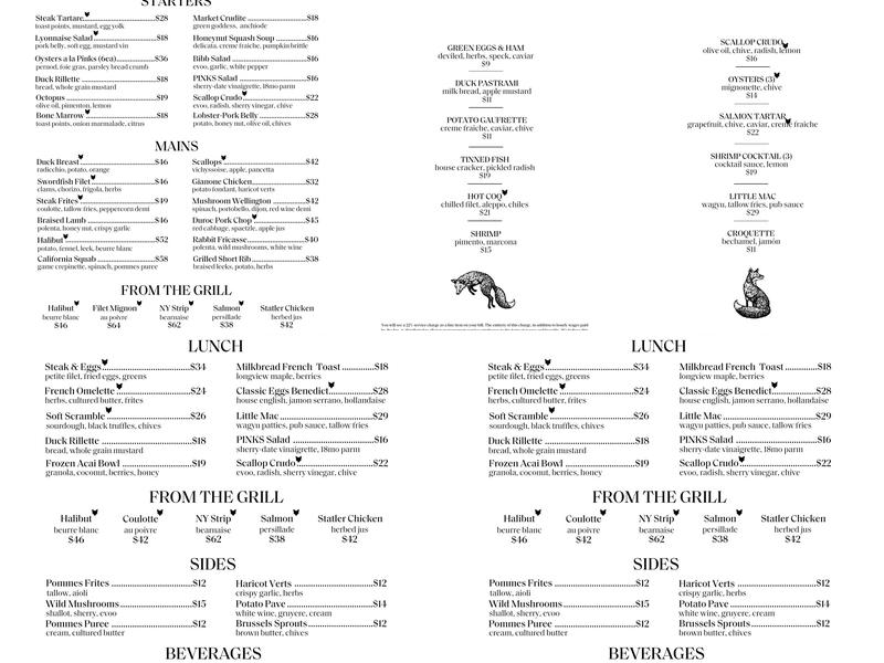 The Inn at Hancock Menu