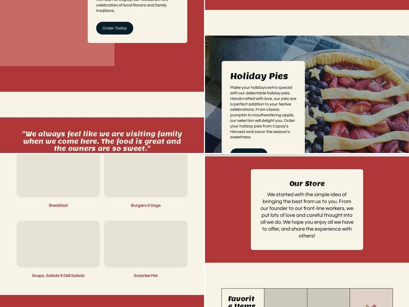 Capay's Harvest Menu