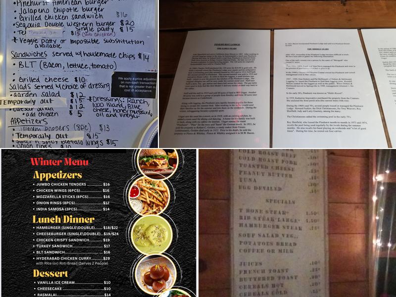 Pinehurst Lodge Bar and Grill Menu