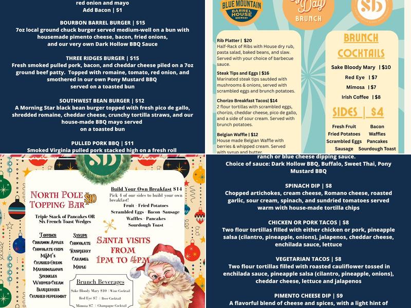 Blue Mountain Barrel House & Smokin' Barrel Restaurant Menu