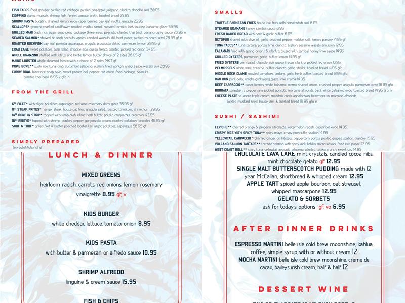 West Coast Provisions Menu